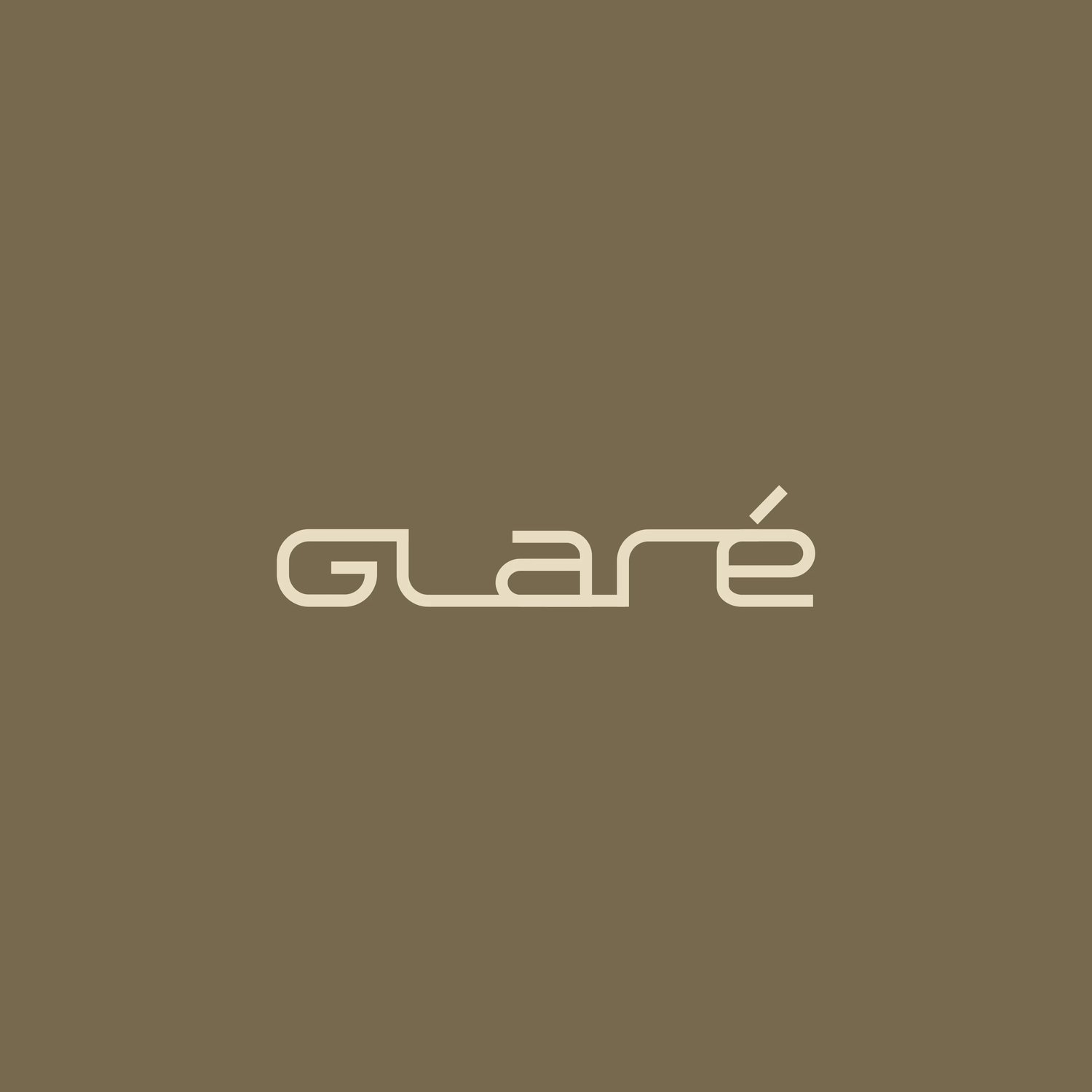The Glaré wordmark in cream on olive