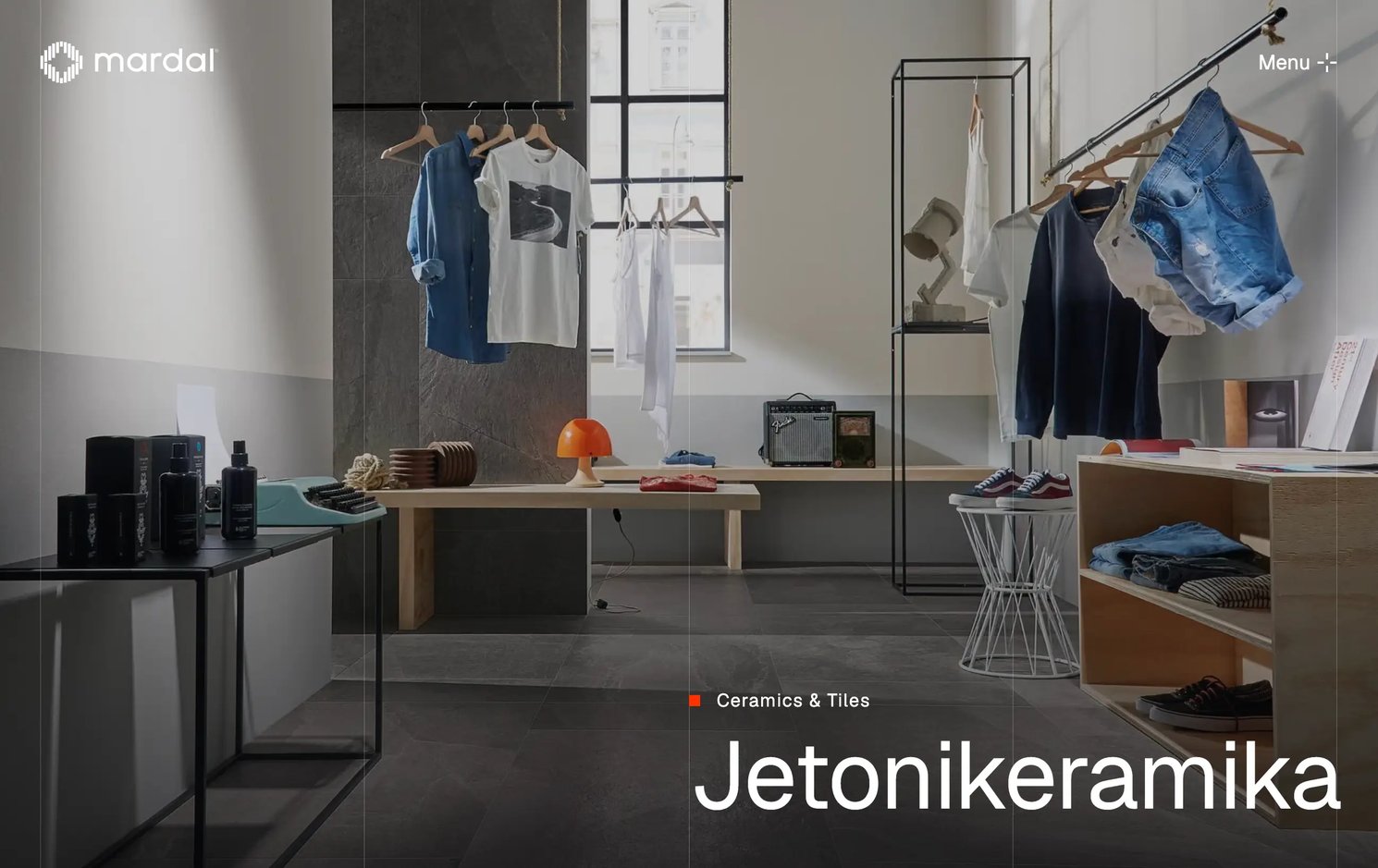 The Jetonikeramika case study opens on a full-screen photograph of a tiled shop interior, with Ceramics & Tiles and the name set large over it